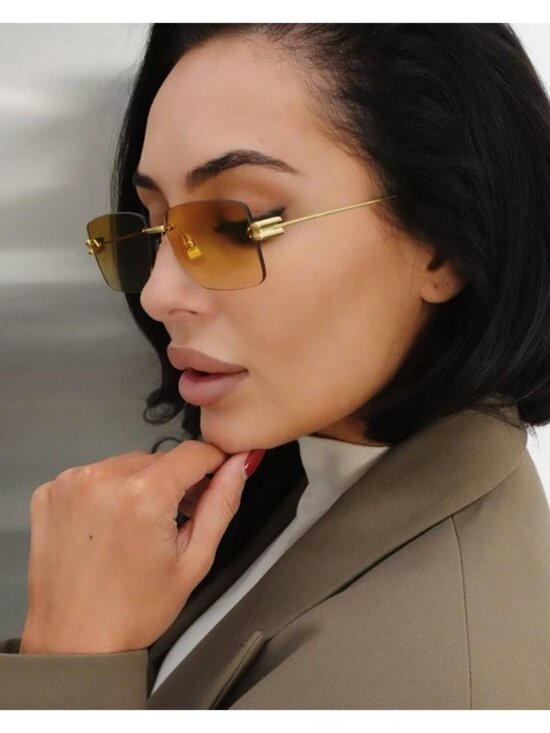 Bottega Veneta BV1126S 006 Sunglasses Gold Rectangle Frame, Yellow Lenses main image 8